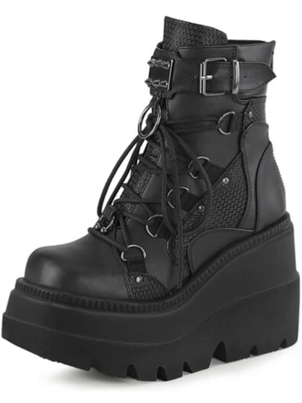 Platform Lace-Up Ankle Boots in Black Combat SZ 6 Women’s
